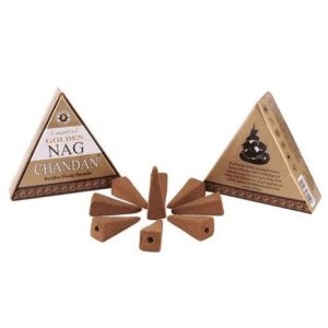 Paquete de 10 conos de incienso de reflujo MARCA GOLDEN NAG: CHANDAN